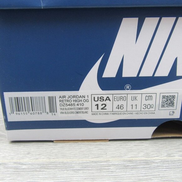 Air Jordan 1 Retro High OG True Blue Mens Size 12 Shoes NEW - Picture 14 of 15